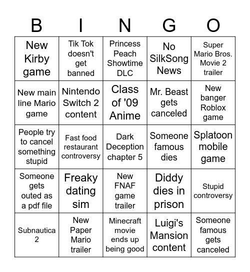 2025 Bingo Card
