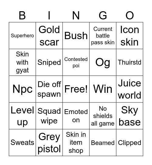 Untitled Bingo Card