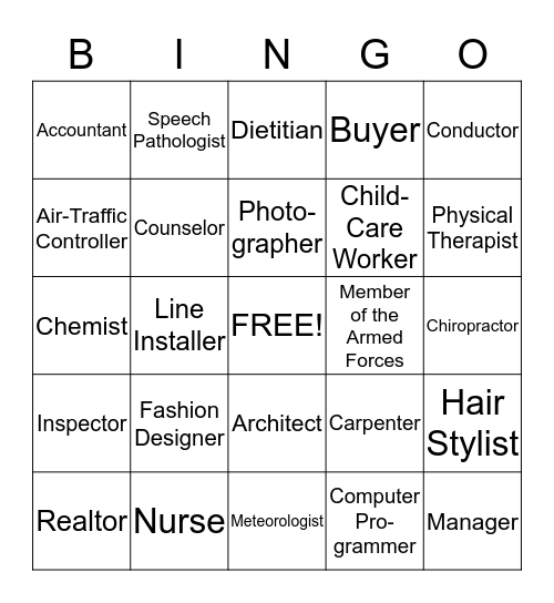 Career Bingo Card