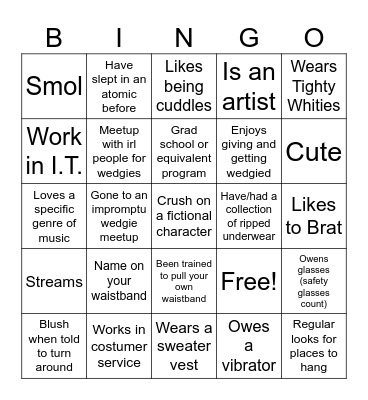 Should you be wedgied Bingo Card