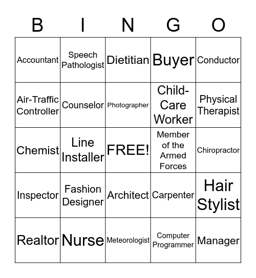 Career Bingo Card