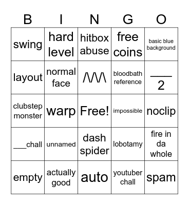 Recent tab bingo Card