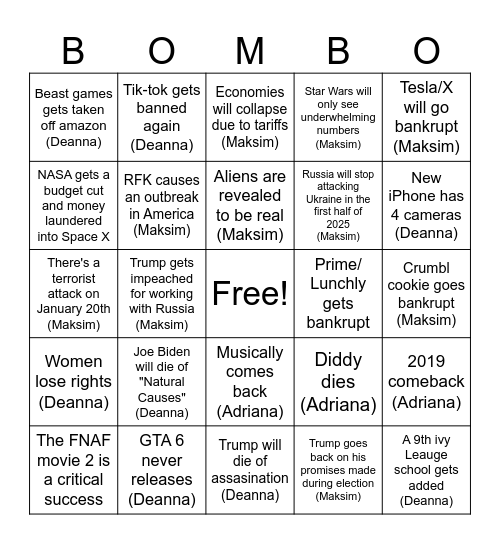 2025 Bingo Card