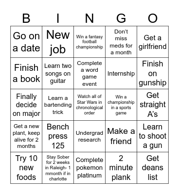 Nick’s 2025 bingo card Bingo Card