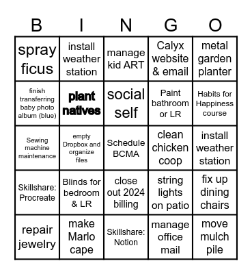 2025 Bingo Card