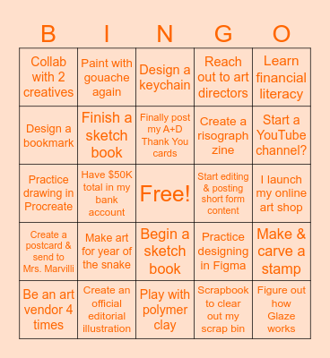 2025 Art Bingo Card Bingo Card