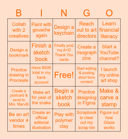 2025 Art Bingo Card Bingo Card