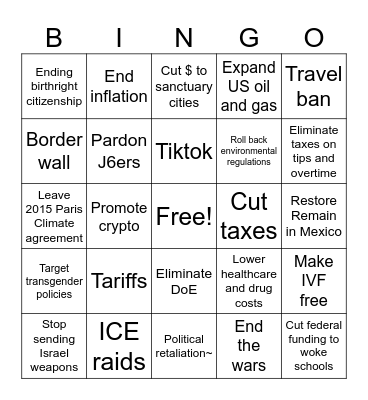 trump promises Bingo Card