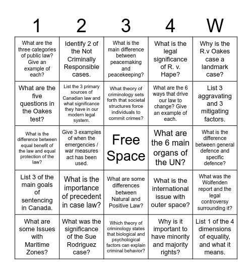 LEGAL BINGO Card
