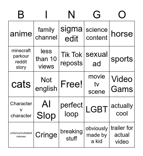 Mew Mew Mew Mew Bingo Card
