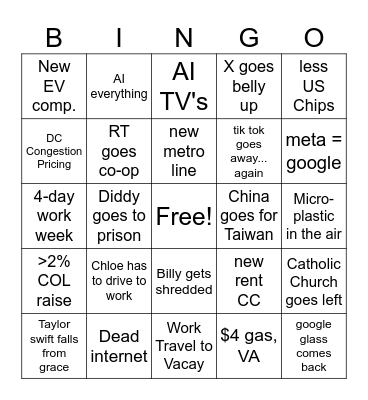 2025 Bingo Card