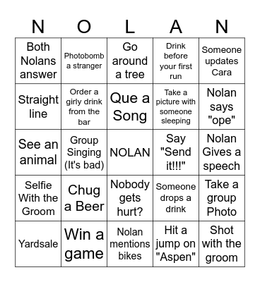 Nolan's Bachelor Bingo Card