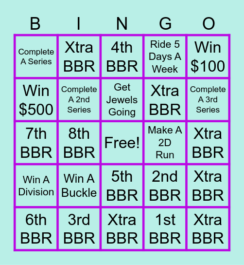 Barrel Racing Goals Bingo Card