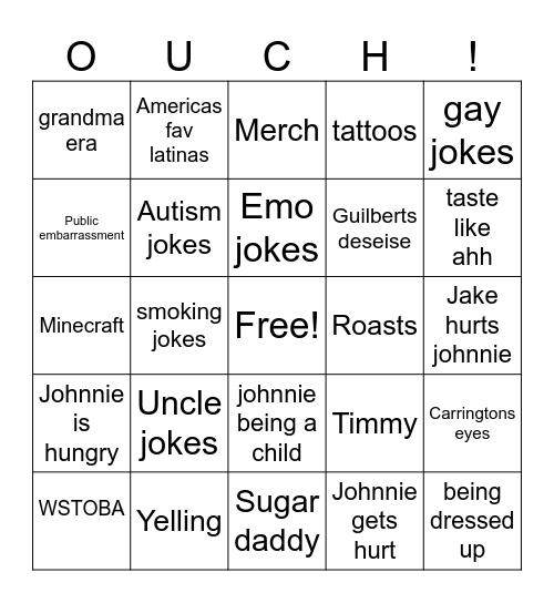 JAKE AND JOHNNIE Bingo Card