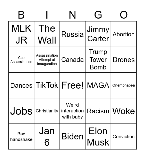 Trump Bingo Card