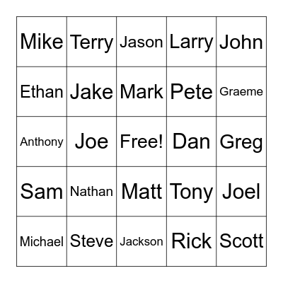 What is Mason's name? Bingo Card