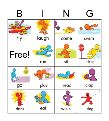 Action Verbs Bingo Card