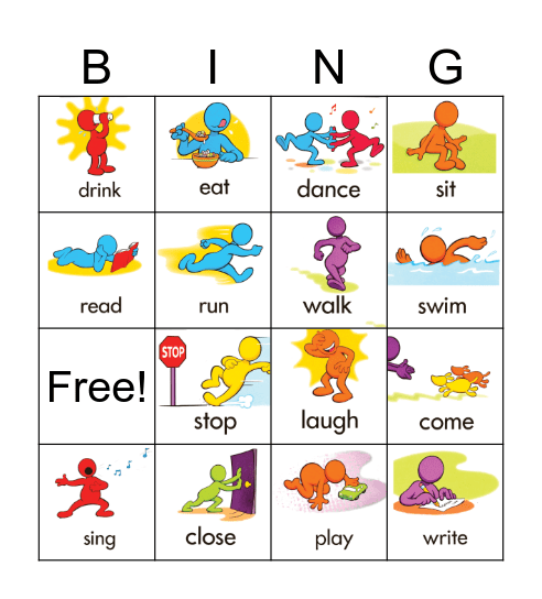 Action Verbs Bingo Card