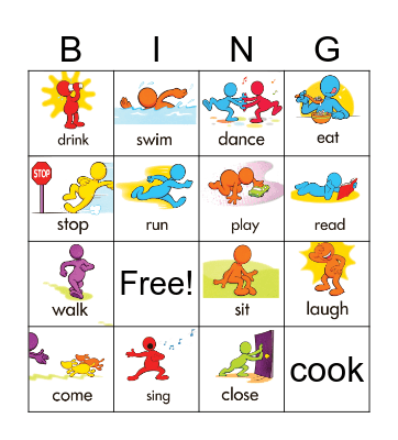 Action Verbs Bingo Card