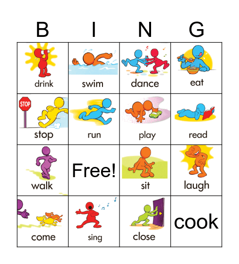 Action Verbs Bingo Card