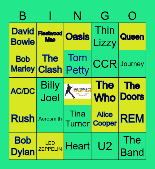 Garage to Stadiums Podcast Bingo Card