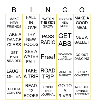 2025 Bingo Card