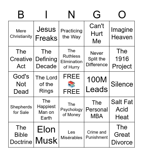 Books to Read Before the End of Year! Bingo Card