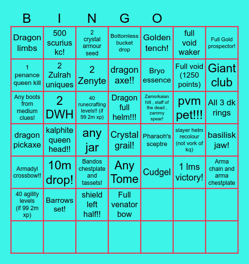 Epic naps Bingo Card