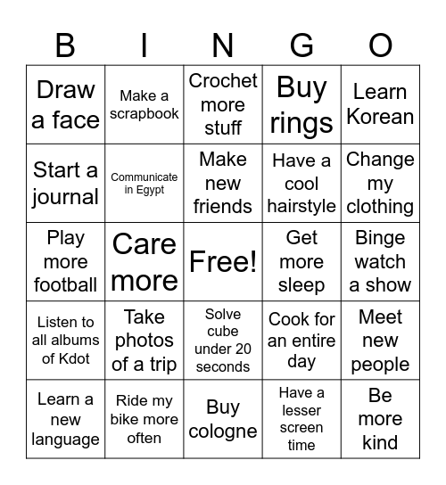2025 Bingo Card