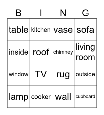 Kitchen & Living Room Bingo Card