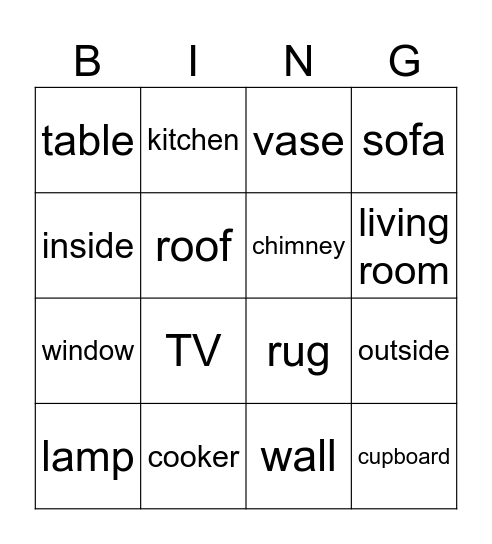 Kitchen & Living Room Bingo Card