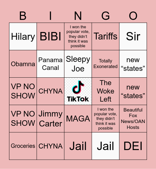Jan 20th Bingo Card