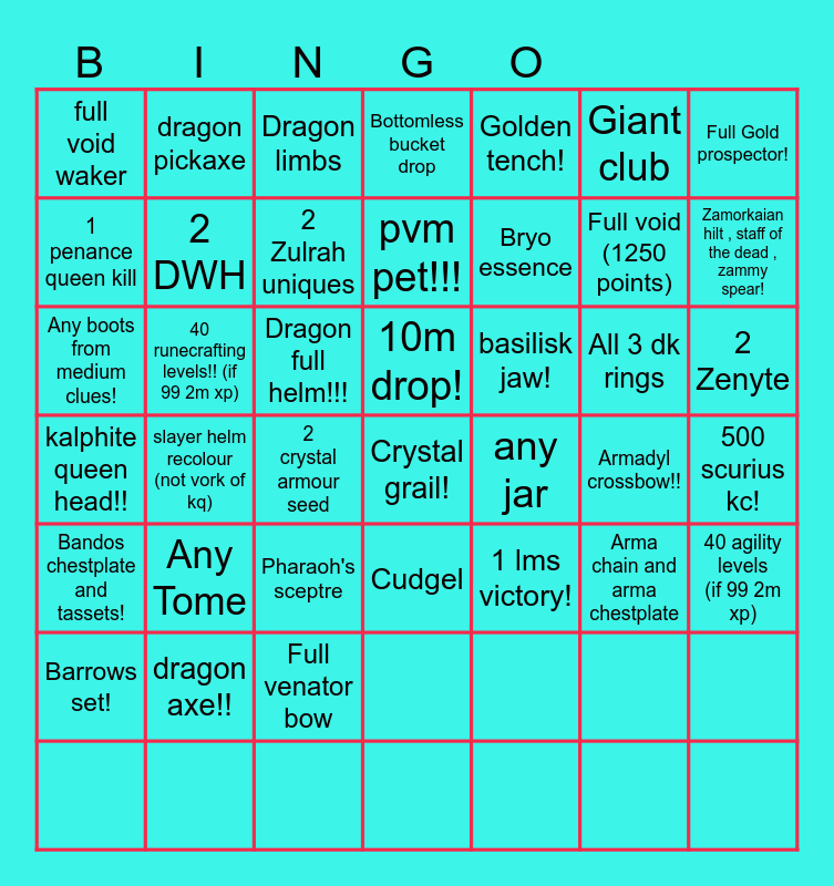 Epic naps Bingo Card
