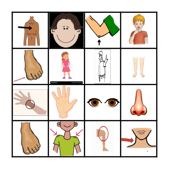 BODY PARTS  1 Bingo Card
