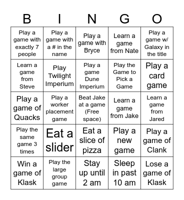 Gamesmoot Bingo Card