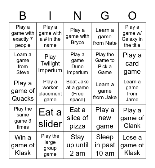Gamesmoot Bingo Card