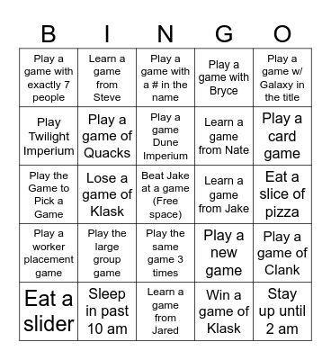 Gamesmoot Bingo Card