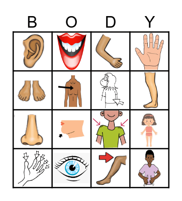 BODY PARTS Bingo Card