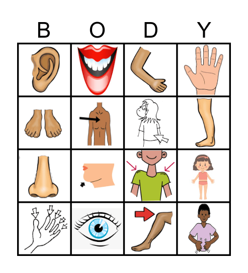 BODY PARTS Bingo Card