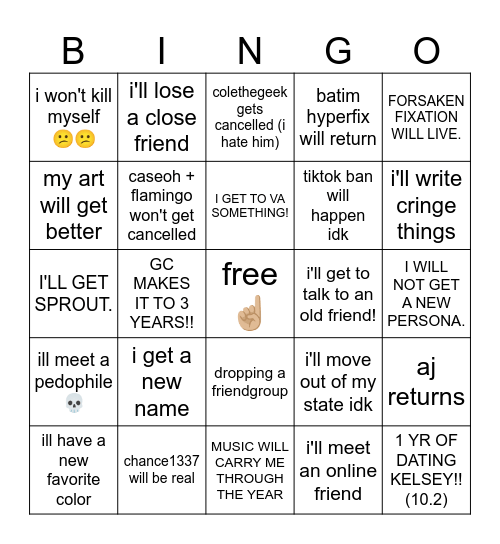 KIM'S 2025 BINGO CARD Bingo Card