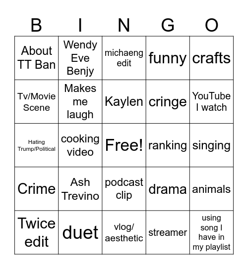 TT Bingo Card