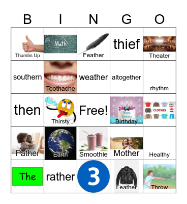 Articulation Bingo      /ð/ and /θ/ Bingo Card