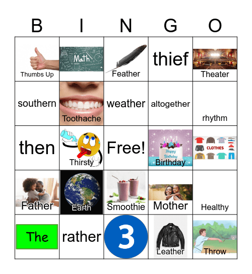 Articulation Bingo      /ð/ and /θ/ Bingo Card