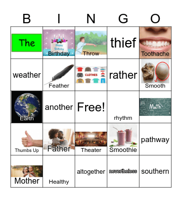 Articulation Bingo      /ð/ and /θ/ Bingo Card