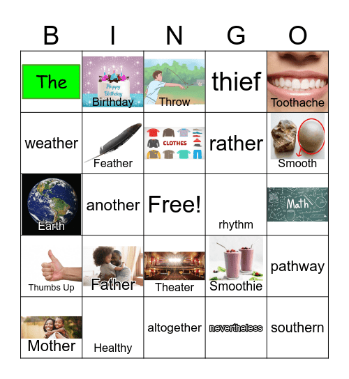 Articulation Bingo      /ð/ and /θ/ Bingo Card