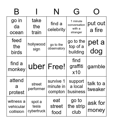 l.a. bingo Card