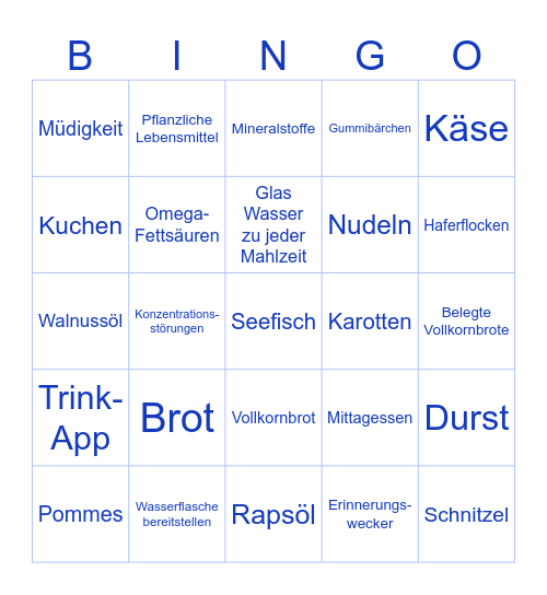 Brain-Food-Bingo Card