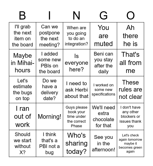 Team2 Daily Bingo Card