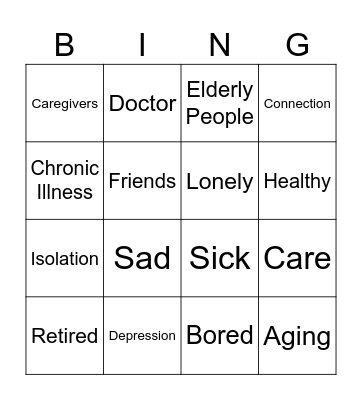 Elderly care Bingo Card