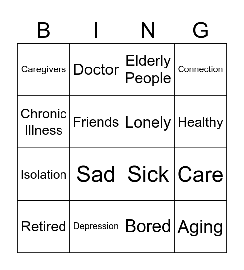 Elderly care Bingo Card